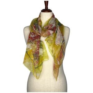 Nan Mahone Scarf Silk Artist Signed Art to Wear 66 Abstract Splatter Sheer